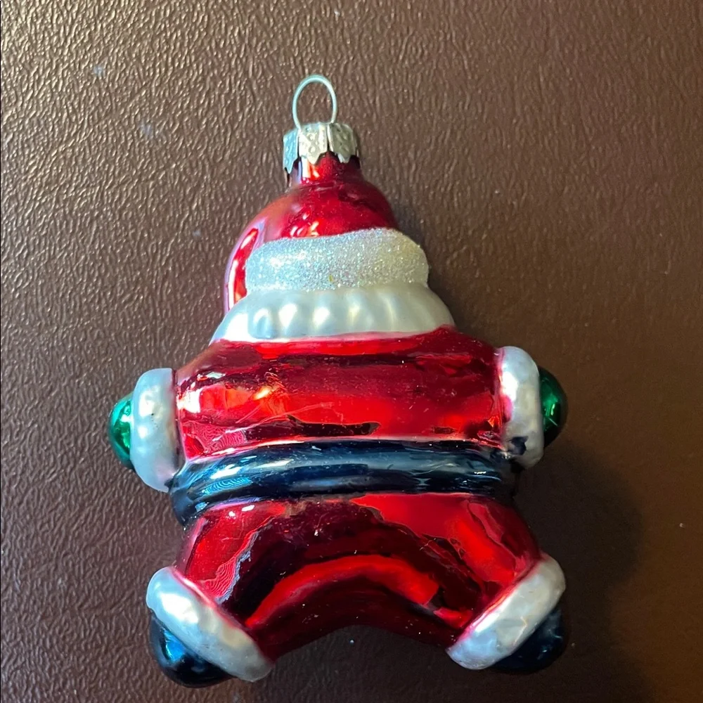 VTG Star Shaped Santa Claus Ornament - Red and White